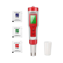 pH-meter met automatische temperatuurcompensatie, 4-in-1 tester voor pH EC TDS, achtergrondverlichting voor watertest, brouwen, aquarium