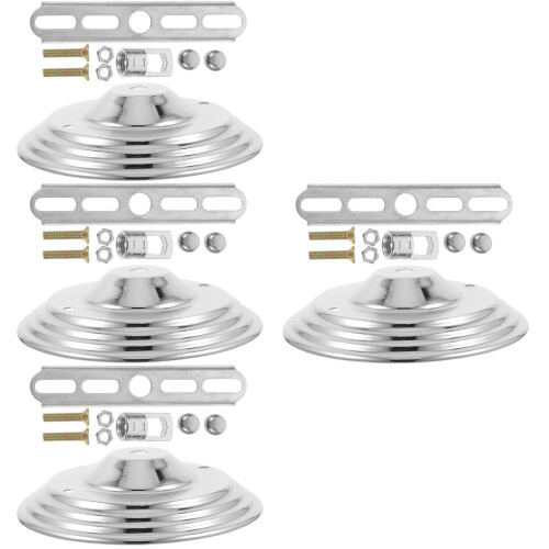 4Sets Silver Iron Ceiling Light Canopy Plates for Lamps