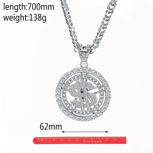 (Silver) Eco-Friendly Dollar Sign Necklace Gold/Silver Plated 2