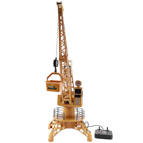 RC Tower Crane Model, 48 cm Tall with Rotating Function, Realistic Simulation Building Toy for Construction Enthusiasts, Yellow 1