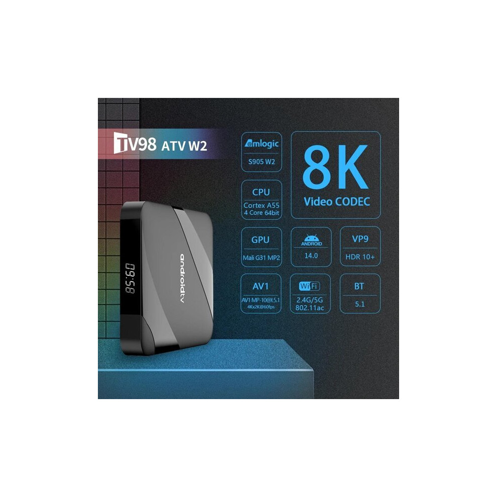 Android Tv Box With Dual-Band Wifi, Bluetooth 5.0 4K 8K Media Playback, Includes Voice Remote Control 6901508499348