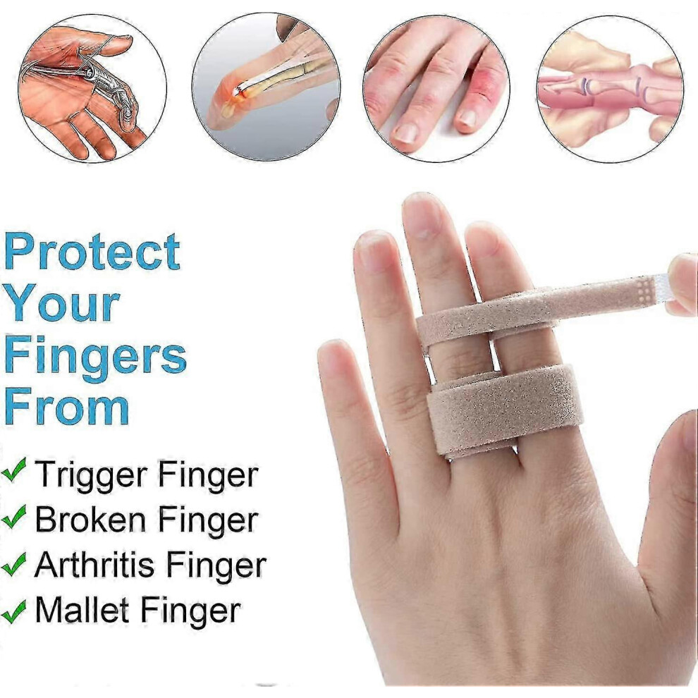 Finger Splints For Healing, Adjustable Fabric Protectors With Straps, Reusable Washable For Sprains, Fractures 6901508463288