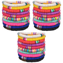 30Pcs Colorful Bohemian Polymer Clay Bracelets Stretchable Hand Ropes