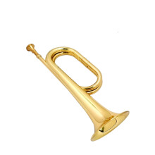Brass Bugle, Military Bugle with 7C Mouthpiece and Velvet Bag for School Marching Band