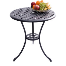 Homeology OSHOWA Black Cast Aluminium Bistro Table - Parasol Hole, Rust-Resistant, Lightweight, French-Inspired Outdoor Table