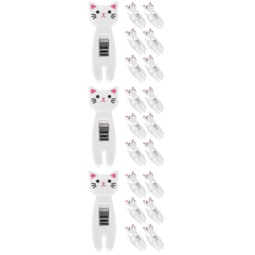 18Pcs White Cat Clip Multi-Functional Clothespins for Home Use