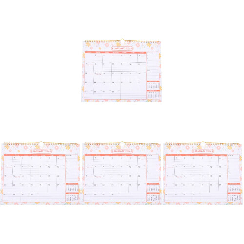 4Pcs Assorted Color Paper Wall Calendars Practical Room Daily Use 2024