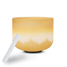 Crystal Singing Bowl Set 7Scale Golden Lotus Quartz with Mallet and Pad for Meditation and Healing