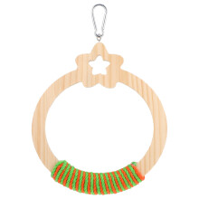 Wooden Bird Swing Parrot Perch Khaki Hanging Toy