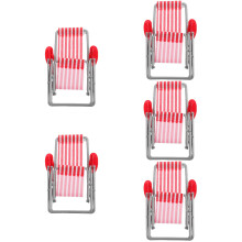 5Pcs Miniature Folding Beach Chairs Red Plastic Cloth Mini Deck Chair