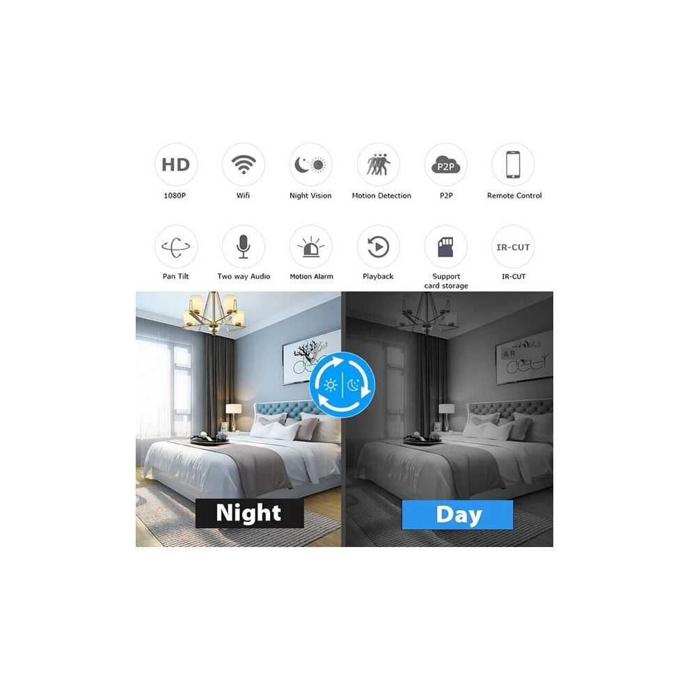 Indoor Security Camera With 355 90 Rotation For No Blind Spots, 2.4Ghz Wifi, Motion Detection Alerts 2-Way Talk 6901508516878