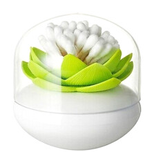 Holder Cotton Swab Organizer Lotus Shape Cosmetic Storage Green