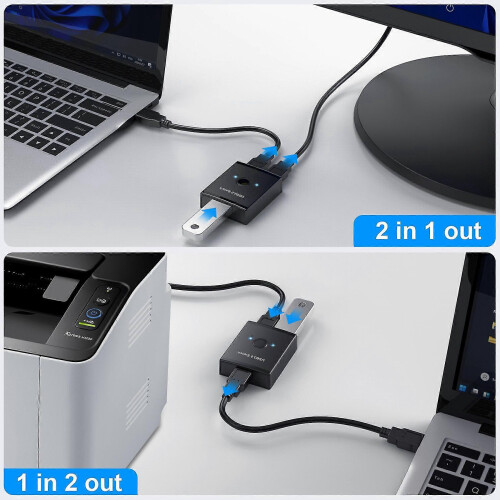 Κατανεμητής USB 3.0 1 Είσοδος 2 Έξοδοι, συμβατό με Windows macOS, για Κοινή Χρήση Εκτυπωτή 2