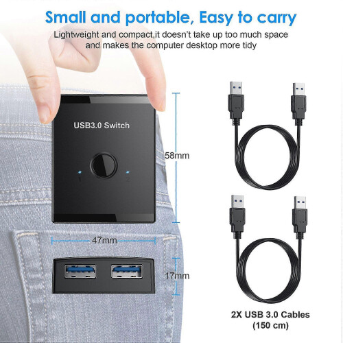USB 3.0 Switch 1 Eingang 2 Ausgänge kompatibel mit Windows macOS für Drucker Scanner 2