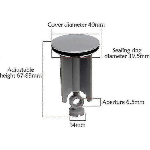 Universal Drain Plug with Adjustable Height 6.5-10cm for Standard Sinks Bidets, 2-Piece Set, Simple Installation 1