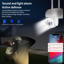 Caméra de Surveillance Extérieure 360 PTZ avec Vision Nocturne Couleur, Audio Bidirectionnel et Détection de Mouvement