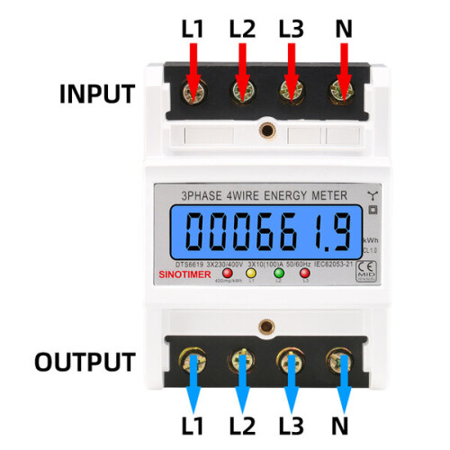 Τριφασικό μετρηή ενέργειας για σιδηροτροχιά DIN, οθόνη LCD με διαφανή κάλυψη 2