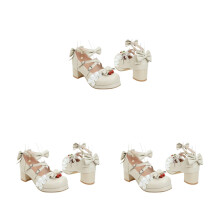 3Paren Beige Damespumps Met Strikje Comfortabele Leren Heeled Schuhe