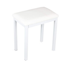 White Leather Piano Bench, Fixed Height Single Piano Stool with Padded Cushion and NonSlip Feet