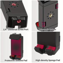 Suporte Ajustável 2 em 1 com Suporte Cold Shoe Compatível com Vários Celulares e Tablets para Gravação Estável de Vídeos