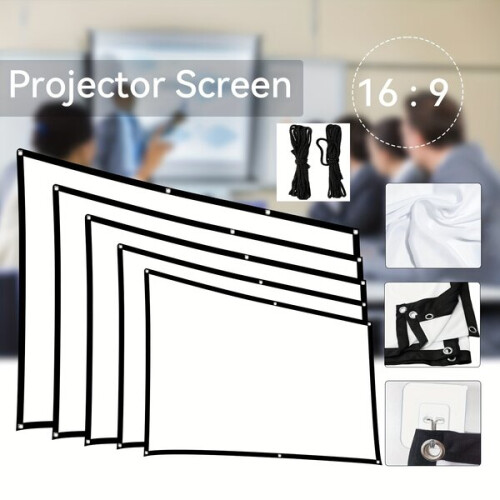 Tela de Projeção Dobrável de 100 Polegadas, Material de Poliéster e Kit de Suspensão para Visualização Indoor e Outdoor 1