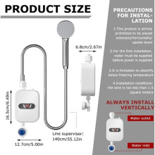 Chauffe-eau instantané avec écran LCD, 3500W, chauffage 3s, sécurité et réglage 30-55C pour douche et robinet