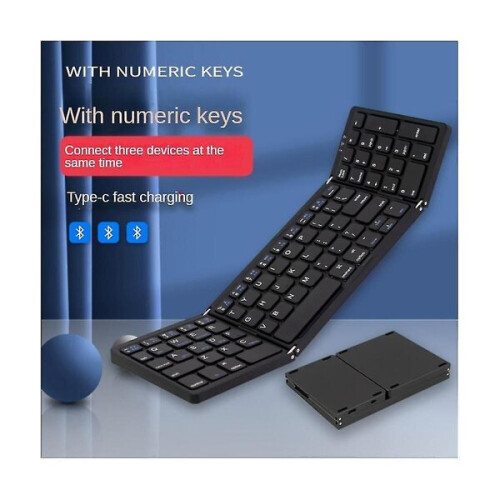 Ultra-Portable Foldable Keyboard with Touchpad, 100-Hour Battery, Bluetooth 5.1, 81-Key, Compatible with iOS Android Windows 1