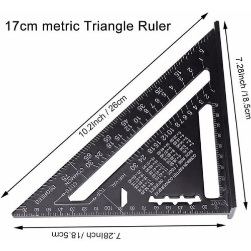 Triangular Ruler Set 18cm 30cm Aluminium Alloy No Sharp Edges Thicker Edge Design for Saw Guide Marking and Measuring 1