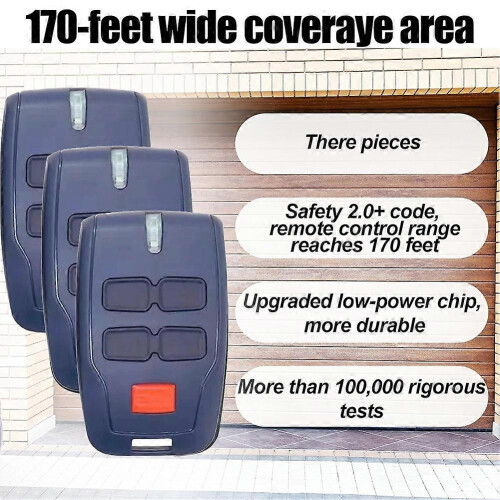 433MHz Rolling Code Remote Control 10-Pack compatible with BFT, 30-100m Transmission, 4-Button Security Remote for Garage Door Opener 2