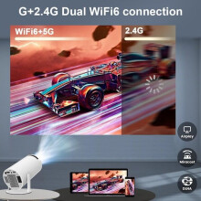 Projetor Portátil Android 11 com WiFi 6 5G, Correção Keystone, Alto-Falante 5W, 720P