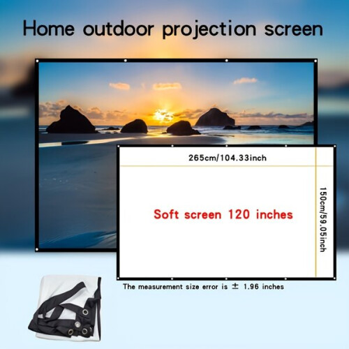 Wall Projection Screen Foldable and Lightweight, High-Density Polyester with Adhesive Mounting System 1