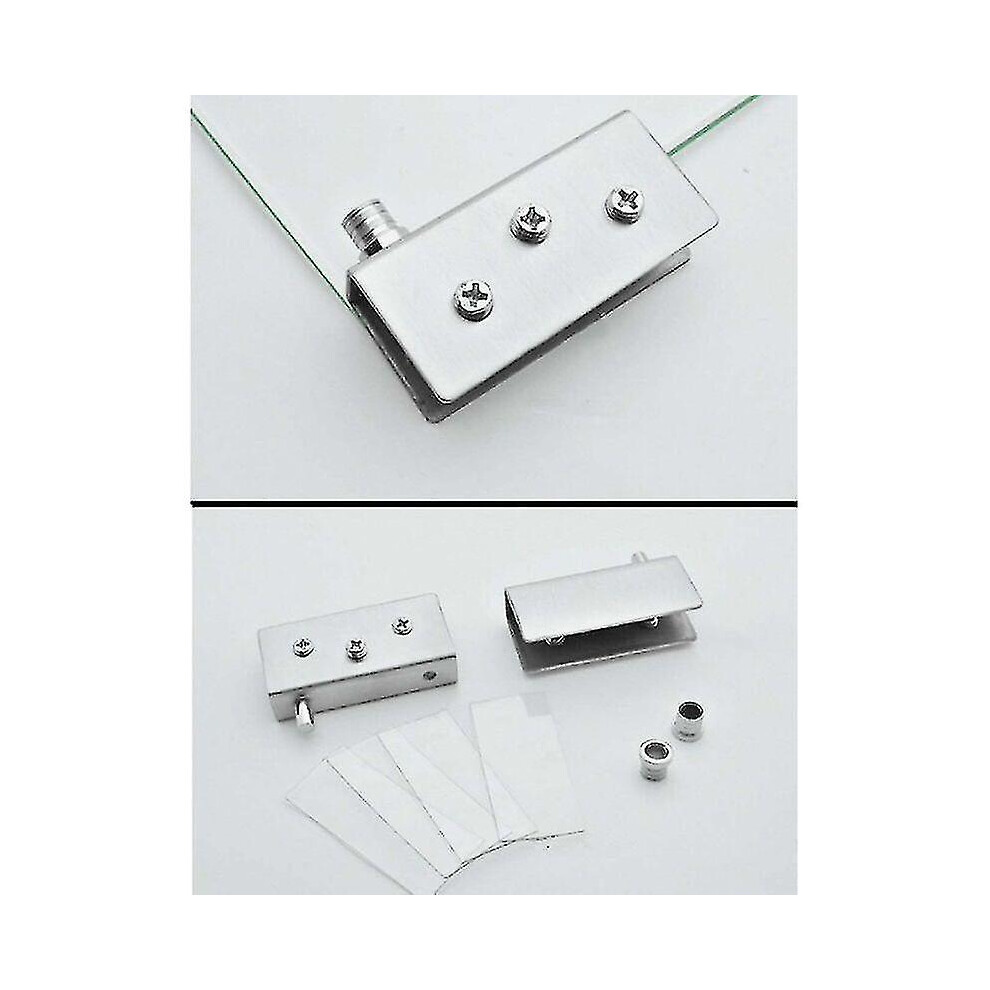 Glass Door Pivot Hinge Set Of 4, Corrosion-Resistant Aluminium With Rubber Seals, No Drill Required For 5-8Mm Thick Glass Cabinet Doors 6901508458970