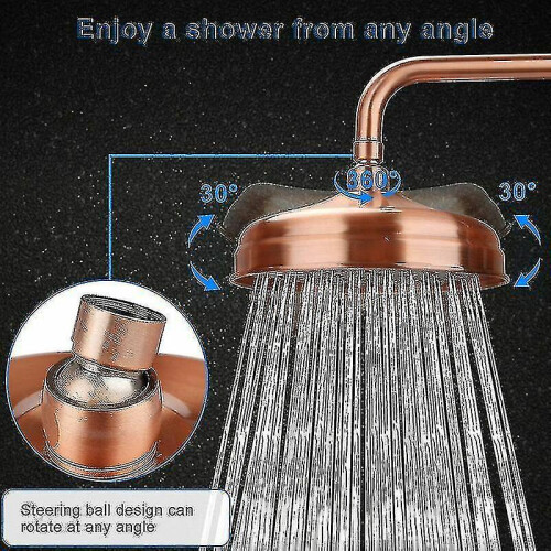 High Pressure Shower Head, Copper 20cm Fixed Bracket Type, Water-Saving Design Boosts Low Water Pressure, No Tools Installation 1