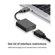 USB 3.0 HDMI-adapter voor multi-monitoropstellingen, compatibel met Windows-pc's, 1080p-resolutie met uitgebreide modus.