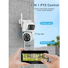 Caméra de sécurité extérieure double lentille avec suivi automatique humain et vision nocturne 2.5K