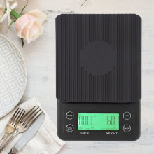 Küchenwaage Digital mit Timer und grüner Anzeige, 0,1g Präzision, 3000g Kapazität, Tara Funktion für Backzutaten