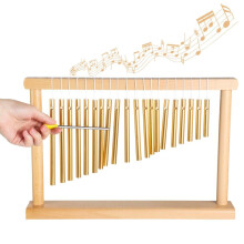 20Tone Tabletop Wind Chime with Mallet, SingleRow Bar Chimes for Meditation Yoga Classroom Gold
