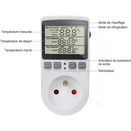 Digital Thermostat Socket with 1.7m Sensor, 16A 3680W Programmable Timer for Home Appliance Control 2
