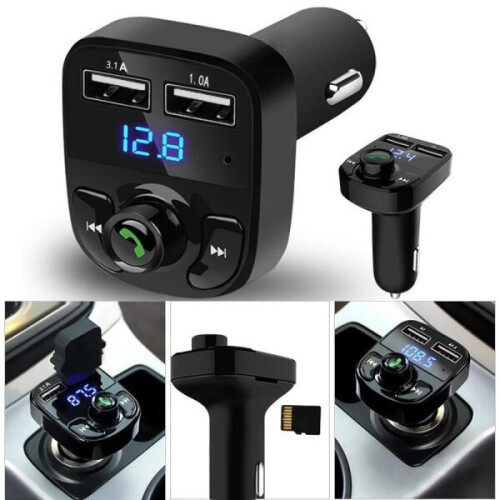 Αυτοκινητιστικό FM Πομπός Bluetooth με Οθόνη Βολτόμετρου, Συμβατό με iOS και Android