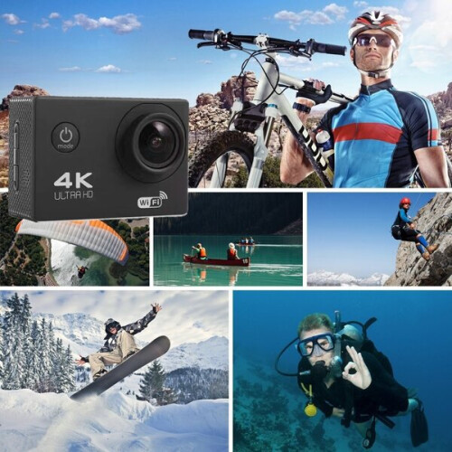 Action Camera 4K 30fps με WiFi, Εφαρμογή, Θήκη Ανθεκτική 40μ, Φακός 170 2