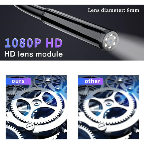 Endoscópio Industrial, Tela IPS de 2.4 Polegadas 1080P, Bateria de 2600mAh com 6 LEDs Ajustáveis, Sem Necessidade de Aplicativo 2