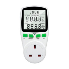 Contatore di Energia da Presa con LCD 16A 230V, Monitor per Corrente Tensione e Consumo in Tempo Reale
