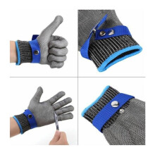 Schnittfeste Handschuhe EN388 Stufe 5 mit Edelstahldraht für Lebensmittelverarbeitung Metallbearbeitung, Größe XL