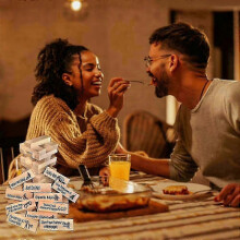 Wooden Stacking Blocks Set of 48, Interactive Game for Couples with Phrases, Date Night or Valentine's Gift Idea