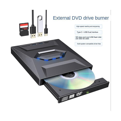 Εξωτερικός δίσκος DVD συμβατός με Laptop Desktop PC, USB 3.0 Type C, ανάγνωση εγγραφή CD DVDR/RW 1
