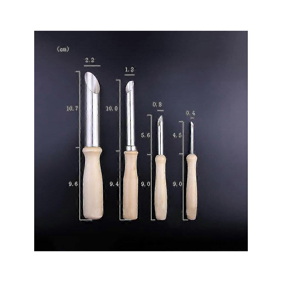 Pottery Clay Punch Tool Set With Sharp Metal Tube Anti-Slip Wooden Handle For Cutting Holes In Greenware 6901508489875