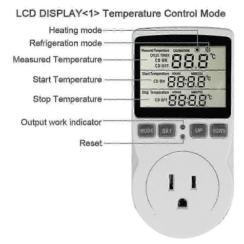 Thermostat Socket with Programmable Timer, 16A 3680W External Sensor for Indoor Climate Control, Heating Cooling 1