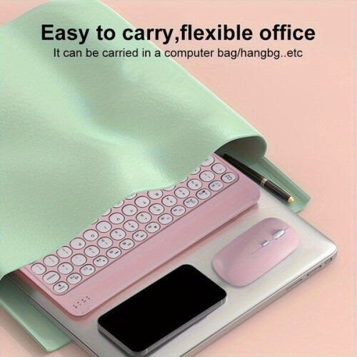 Tastiera e Mouse Wireless Compatti Ricaricabili con Design Ergonomico, Compatibile con Windows Android iOS 2