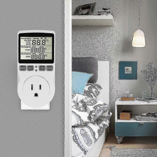 Thermostat Socket with Programmable Timer, 16A 3680W External Sensor for Indoor Climate Control, Heating Cooling 2