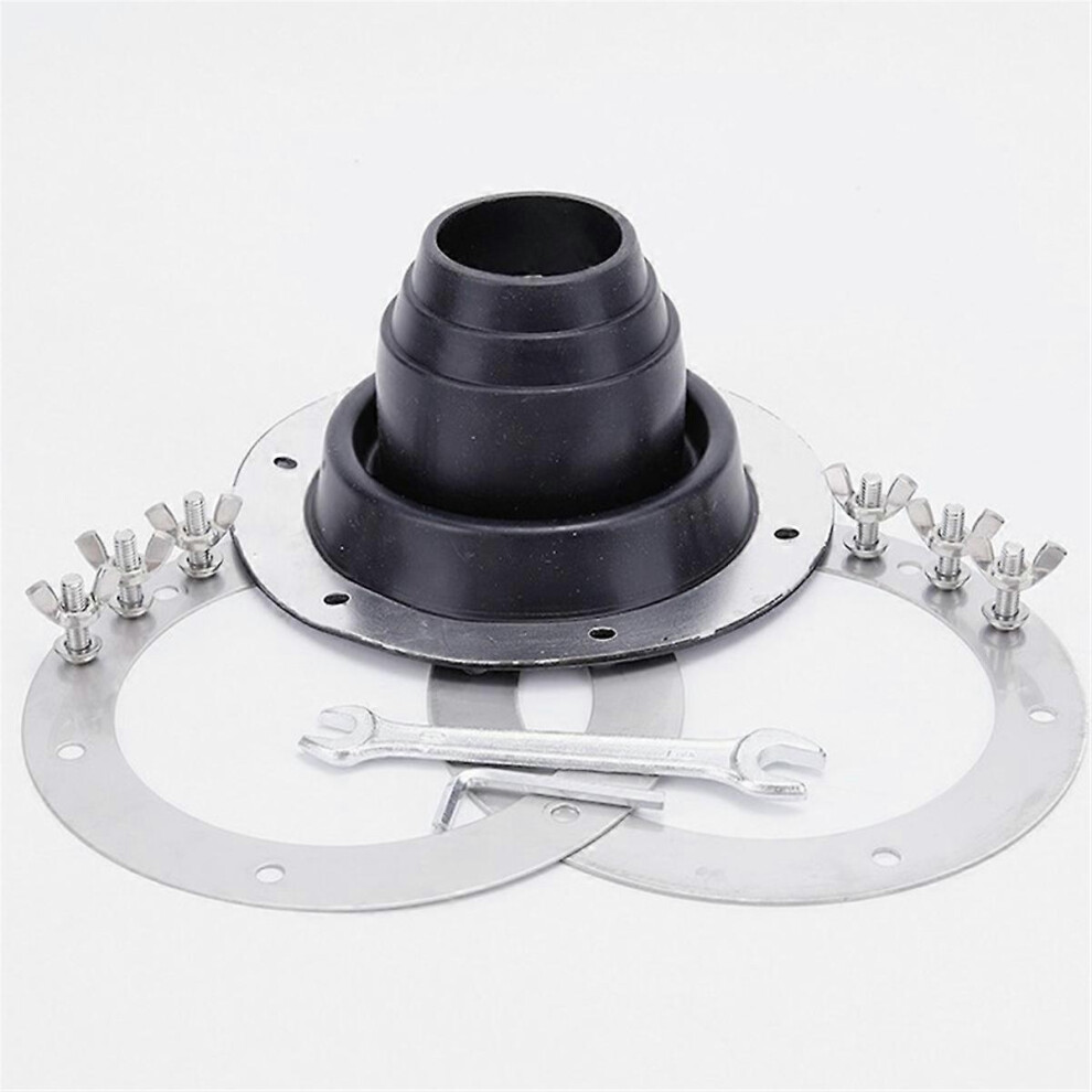 Tent Chimney Scald Protector For Wood Burning Stoves, 6.3 Inch Black Silicone Steel Base Cover, Fits 1.8-3.9 Inch Flue Pipe 6901508583634